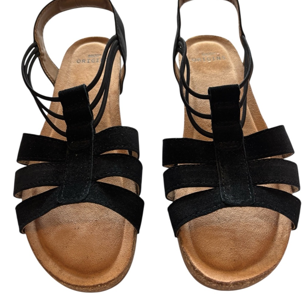 Earth Origins Laney Wide Black Suede Slingback Sandals 10W 7260024WWSDE-BLK-10W